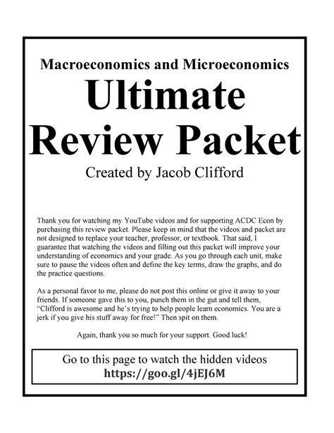 Jacob Clifford's AP Economics Microeconomics Study Guide Review Packet - Learn Economics and Economics Review. . Jacob clifford ultimate review packet microeconomics free